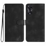 For OPPO A78 Heart Pattern Skin Feel Leather Phone Case(Black)