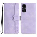 For OPPO A78 Heart Pattern Skin Feel Leather Phone Case(Purple)