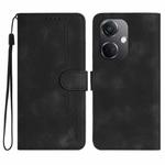 For OPPO K11 Heart Pattern Skin Feel Leather Phone Case(Black)