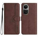 For OPPO Reno10 5G / Reno10 Pro 5G Global Heart Pattern Skin Feel Leather Phone Case(Brown)
