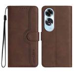For OPPO A60 Heart Pattern Skin Feel Leather Phone Case(Brown)