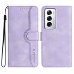 For OPPO Reno12 Global Heart Pattern Skin Feel Leather Phone Case(Purple)