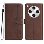 For OPPO Find X8 Pro Heart Pattern Skin Feel Leather Phone Case(Brown)