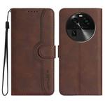 For OPPO Find X6 Heart Pattern Skin Feel Leather Phone Case(Brown)