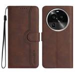 For OPPO Find X6 Pro Heart Pattern Skin Feel Leather Phone Case(Brown)