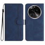 For OPPO Find X6 Pro Heart Pattern Skin Feel Leather Phone Case(Royal Blue)