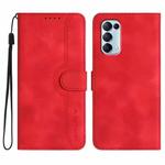 For OPPO Reno5 4G / 5G / Find X3 Lite Heart Pattern Skin Feel Leather Phone Case(Red)
