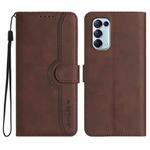 For OPPO Reno5 4G / 5G / Find X3 Lite Heart Pattern Skin Feel Leather Phone Case(Brown)