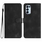 For OPPO Reno5 4G / 5G / Find X3 Lite Heart Pattern Skin Feel Leather Phone Case(Black)