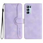 For OPPO Reno5 4G / 5G / Find X3 Lite Heart Pattern Skin Feel Leather Phone Case(Purple)