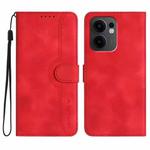 For OPPO Reno13 F 4G / 5G Heart Pattern Skin Feel Leather Phone Case(Red)