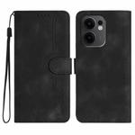 For OPPO Reno13 F 4G / 5G Heart Pattern Skin Feel Leather Phone Case(Black)