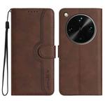 For OPPO Find X8 Ultra Heart Pattern Skin Feel Leather Phone Case(Brown)