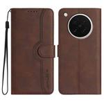 For OPPO Find X8s Heart Pattern Skin Feel Leather Phone Case(Brown)