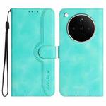 For OPPO Find X8s+ Heart Pattern Skin Feel Leather Phone Case(Light Blue)