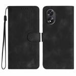 For OPPO A38 /  A18 Heart Pattern Skin Feel Leather Phone Case(Black)