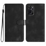 For OPPO A36 / A76 / A96 / K10 4G Heart Pattern Skin Feel Leather Phone Case(Black)