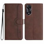 For OPPO A78 5G / A1x Heart Pattern Skin Feel Leather Phone Case(Brown)
