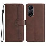 For OPPO A98 5G Heart Pattern Skin Feel Leather Phone Case(Brown)
