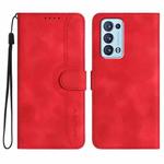 For OPPO Reno6 Pro+ 5G Heart Pattern Skin Feel Leather Phone Case(Red)
