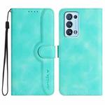 For OPPO Reno6 Pro+ 5G Heart Pattern Skin Feel Leather Phone Case(Light Blue)