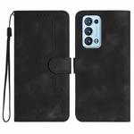 For OPPO Reno6 Pro+ 5G Heart Pattern Skin Feel Leather Phone Case(Black)