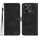 For Realme C53 Heart Pattern Skin Feel Leather Phone Case(Black)