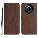 For Realme 11 Pro Heart Pattern Skin Feel Leather Phone Case(Brown)