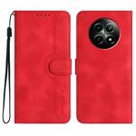 For Realme 12 5G Global Heart Pattern Skin Feel Leather Phone Case(Red)