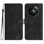 For Realme 12 5G Global Heart Pattern Skin Feel Leather Phone Case(Black)