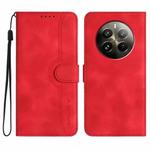 For Realme 12+ 5G Global Heart Pattern Skin Feel Leather Phone Case(Red)