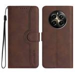 For Realme 12 Pro 5G / 12 Pro+ 5G Global Heart Pattern Skin Feel Leather Phone Case(Brown)
