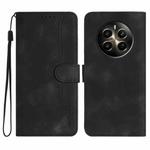 For Realme 12 Pro 5G / 12 Pro+ 5G Global Heart Pattern Skin Feel Leather Phone Case(Black)