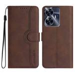 For Realme C55 4G Global/Narzo N55 Heart Pattern Skin Feel Leather Phone Case(Brown)