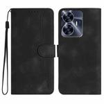 For Realme C55 4G Global/Narzo N55 Heart Pattern Skin Feel Leather Phone Case(Black)