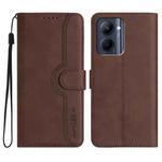 For Realme C33 2022 / 2023 Global Heart Pattern Skin Feel Leather Phone Case(Brown)