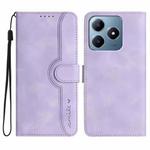 For Realme C63 / C61 Global Heart Pattern Skin Feel Leather Phone Case(Purple)