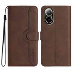 For Realme  12 Lite / C67 4G Global Heart Pattern Skin Feel Leather Phone Case(Brown)