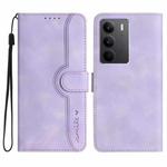 For Realme C75 Global Heart Pattern Skin Feel Leather Phone Case(Purple)