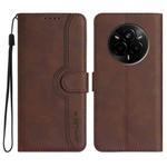 For Realme 14 Pro Heart Pattern Skin Feel Leather Phone Case(Brown)