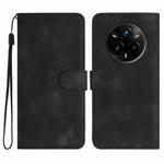 For Realme 14 Pro+ Heart Pattern Skin Feel Leather Phone Case(Black)