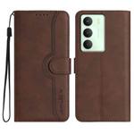 For Realme 14x Global Heart Pattern Skin Feel Leather Phone Case(Brown)