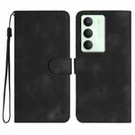 For Realme 14x Global Heart Pattern Skin Feel Leather Phone Case(Black)