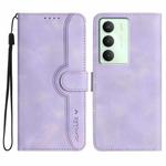 For Realme 14x Global Heart Pattern Skin Feel Leather Phone Case(Purple)