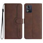 For Motorola Moto E13 Heart Pattern Skin Feel Leather Phone Case(Brown)