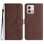 For Motorola Moto G Stylus 5G 2023 Heart Pattern Skin Feel Leather Phone Case(Brown)