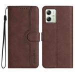 For Motorola Moto G54 Global Heart Pattern Skin Feel Leather Phone Case(Brown)