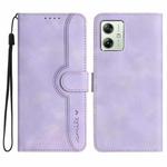 For Motorola Moto G54 Global Heart Pattern Skin Feel Leather Phone Case(Purple)
