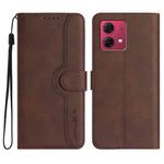 For Motorola Moto G84 5G Heart Pattern Skin Feel Leather Phone Case(Brown)