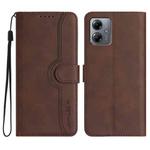 For Motorola Moto G14 Heart Pattern Skin Feel Leather Phone Case(Brown)